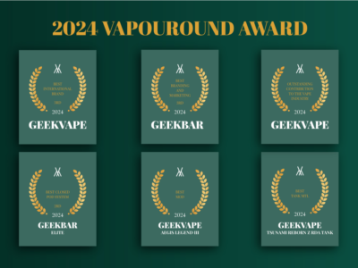 Geekvape y Geekbar brillan en los Vapouround Awards 2024, asegurando seis prestigiosos galardones en total