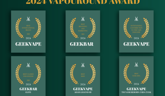 Geekvape y Geekbar brillan en los Vapouround Awards 2024, asegurando seis prestigiosos galardones en total