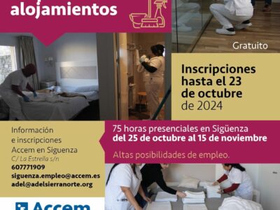 ADEL convoca un curso de formación como personal de mantenimiento y limpieza de alojamientos